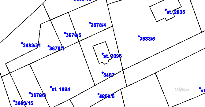 Parcela st. 2095 v KÚ Volary, Katastrální mapa