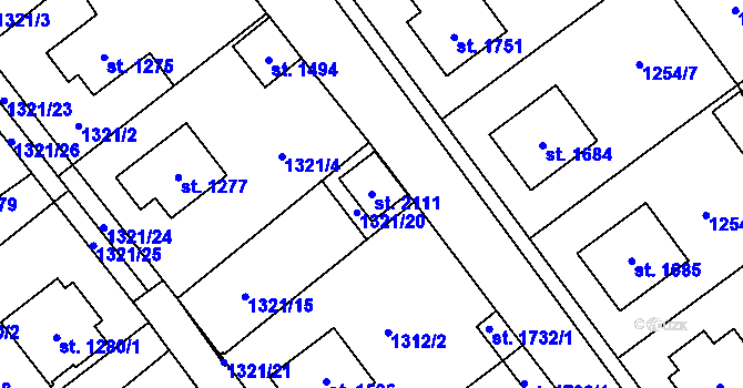 Parcela st. 2111 v KÚ Volary, Katastrální mapa