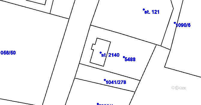 Parcela st. 2140 v KÚ Volary, Katastrální mapa