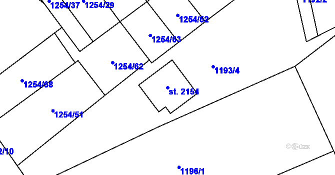 Parcela st. 2154 v KÚ Volary, Katastrální mapa