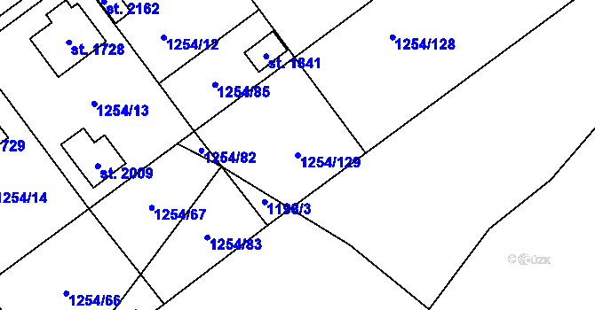 Parcela st. 1254/129 v KÚ Volary, Katastrální mapa