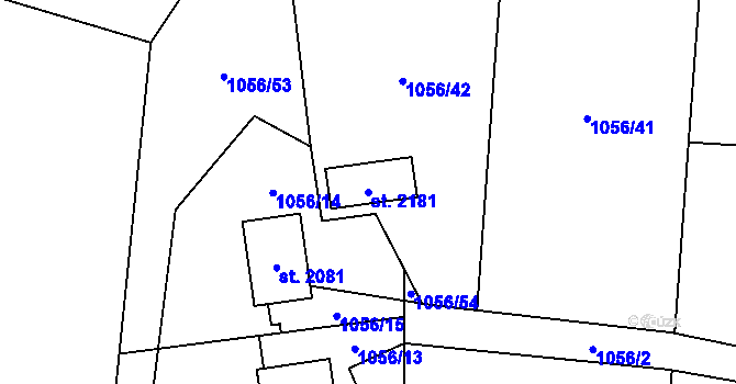 Parcela st. 2181 v KÚ Volary, Katastrální mapa