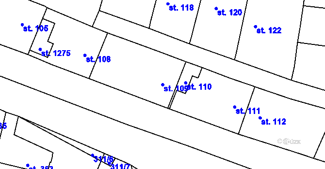 Parcela st. 109 v KÚ Volduchy, Katastrální mapa