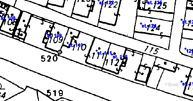 Parcela st. 111 v KÚ Volduchy, Katastrální mapa