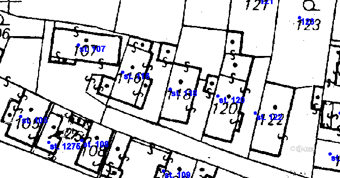 Parcela st. 118 v KÚ Volduchy, Katastrální mapa
