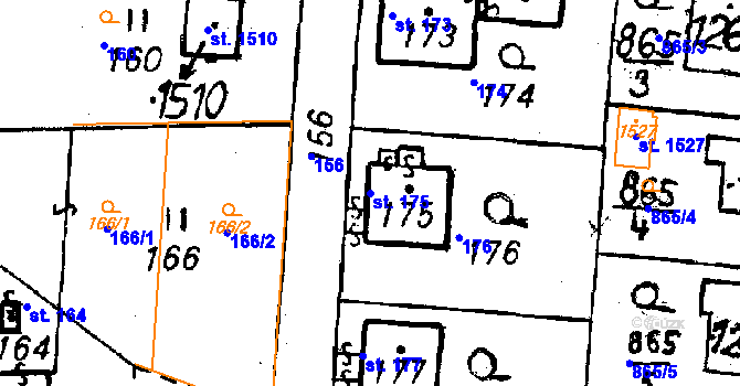Parcela st. 175 v KÚ Volduchy, Katastrální mapa