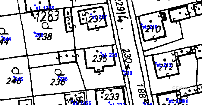 Parcela st. 235 v KÚ Volduchy, Katastrální mapa