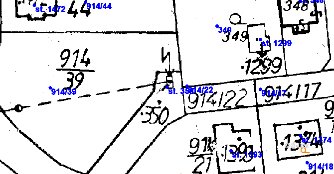 Parcela st. 350 v KÚ Volduchy, Katastrální mapa