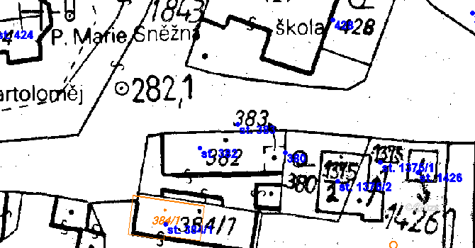 Parcela st. 383 v KÚ Volduchy, Katastrální mapa