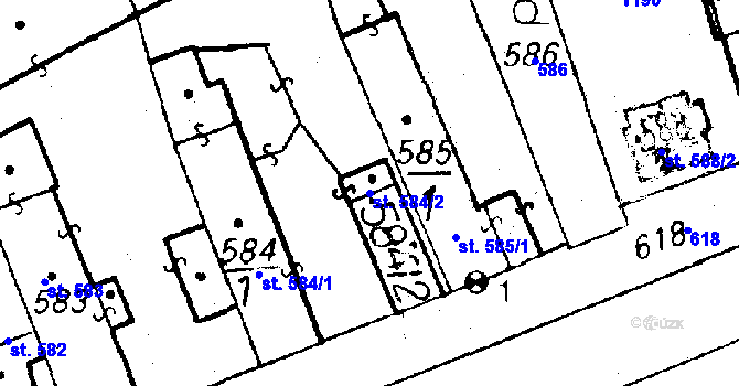 Parcela st. 584/2 v KÚ Volduchy, Katastrální mapa