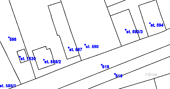 Parcela st. 590 v KÚ Volduchy, Katastrální mapa
