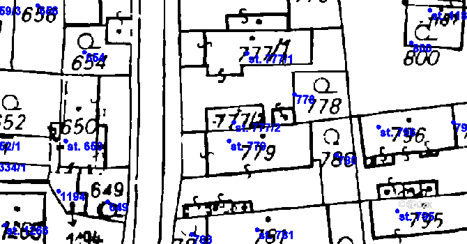 Parcela st. 777/2 v KÚ Volduchy, Katastrální mapa