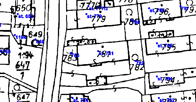 Parcela st. 781 v KÚ Volduchy, Katastrální mapa