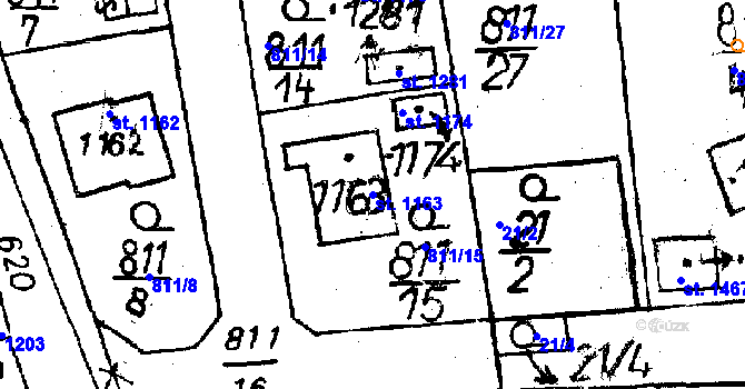 Parcela st. 1163 v KÚ Volduchy, Katastrální mapa