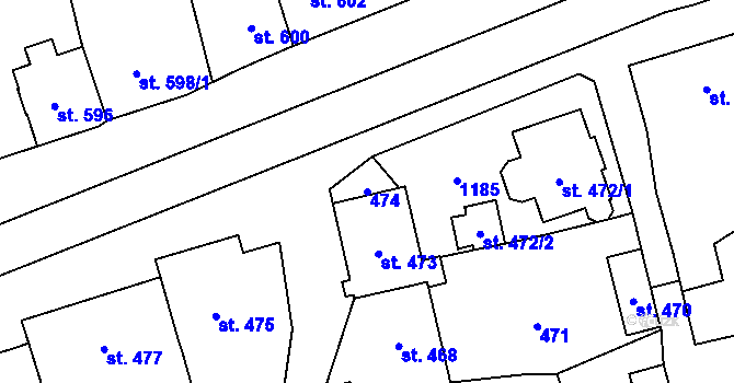 Parcela st. 474 v KÚ Volduchy, Katastrální mapa