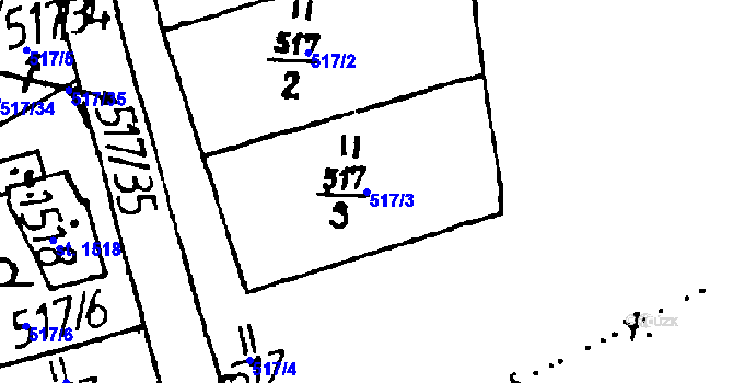 Parcela st. 517/3 v KÚ Volduchy, Katastrální mapa