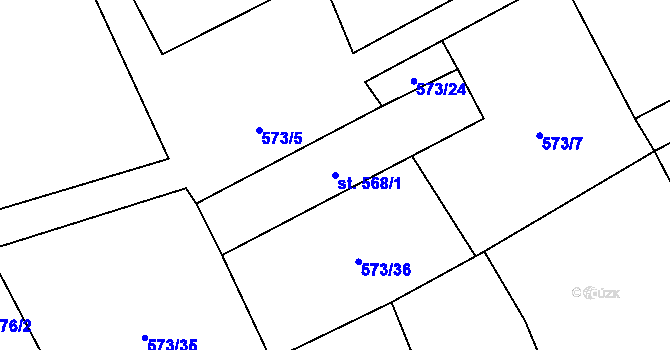 Parcela st. 568/1 v KÚ Volduchy, Katastrální mapa