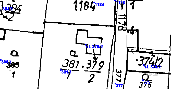 Parcela st. 379/2 v KÚ Volduchy, Katastrální mapa