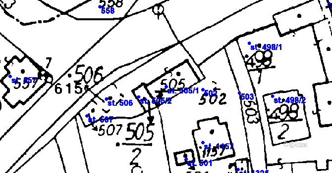 Parcela st. 505/1 v KÚ Volduchy, Katastrální mapa
