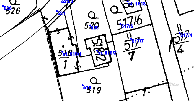 Parcela st. 518/2 v KÚ Volduchy, Katastrální mapa