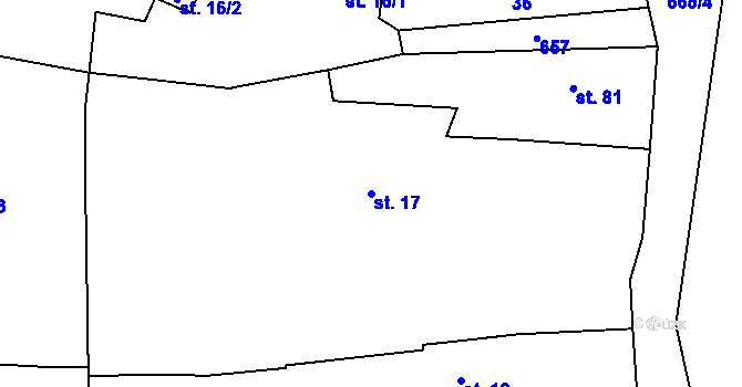 Parcela st. 17 v KÚ Voleč, Katastrální mapa
