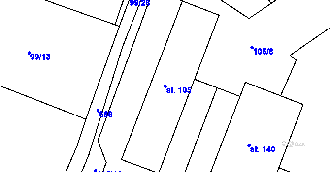 Parcela st. 105 v KÚ Voleč, Katastrální mapa