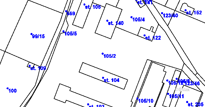 Parcela st. 105/2 v KÚ Voleč, Katastrální mapa