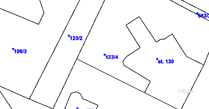 Parcela st. 123/4 v KÚ Voleč, Katastrální mapa