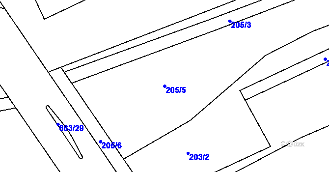 Parcela st. 205/5 v KÚ Voleč, Katastrální mapa