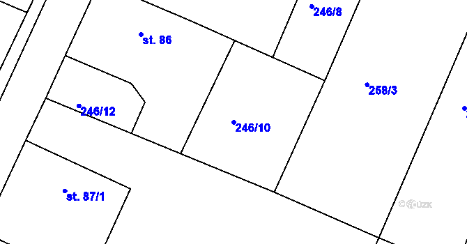 Parcela st. 246/10 v KÚ Voleč, Katastrální mapa
