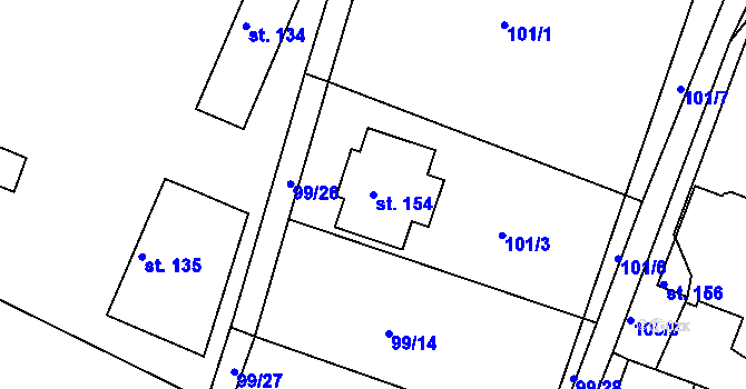 Parcela st. 154 v KÚ Voleč, Katastrální mapa