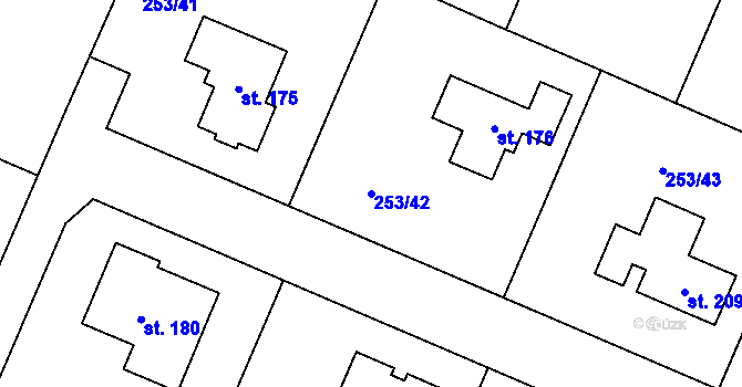 Parcela st. 253/42 v KÚ Voleč, Katastrální mapa