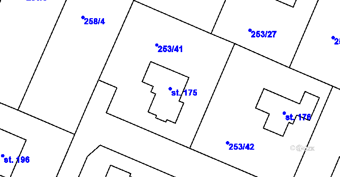 Parcela st. 175 v KÚ Voleč, Katastrální mapa