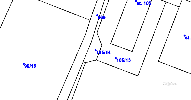 Parcela st. 105/14 v KÚ Voleč, Katastrální mapa