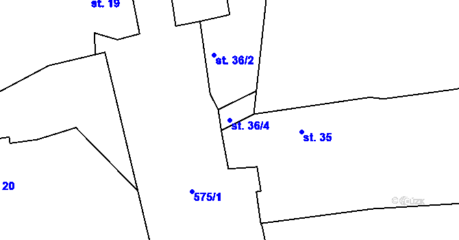 Parcela st. 36/4 v KÚ Bubovice u Březnice, Katastrální mapa