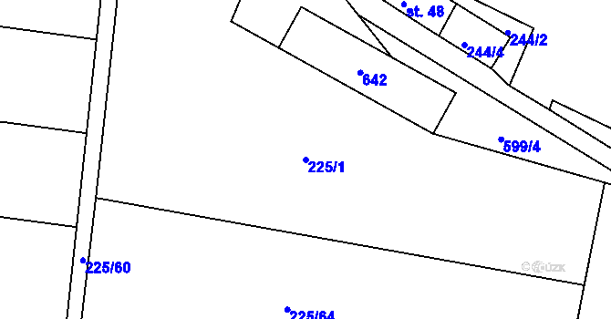 Parcela st. 225/1 v KÚ Bubovice u Březnice, Katastrální mapa