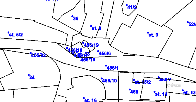 Parcela st. 456/6 v KÚ Pročevily, Katastrální mapa