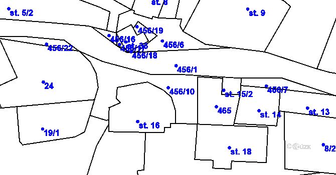 Parcela st. 456/10 v KÚ Pročevily, Katastrální mapa