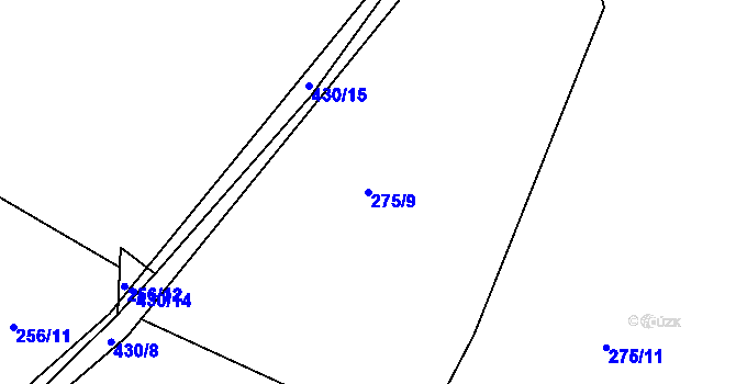 Parcela st. 275/9 v KÚ Pročevily, Katastrální mapa