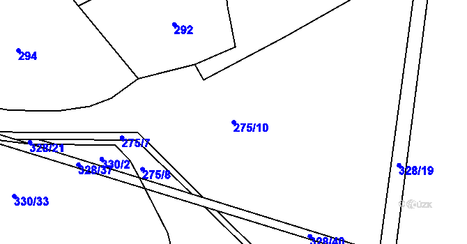 Parcela st. 275/10 v KÚ Pročevily, Katastrální mapa