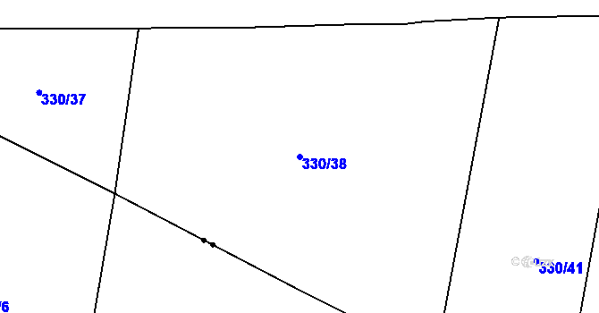 Parcela st. 330/38 v KÚ Pročevily, Katastrální mapa