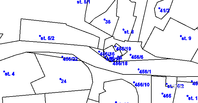 Parcela st. 456/16 v KÚ Pročevily, Katastrální mapa