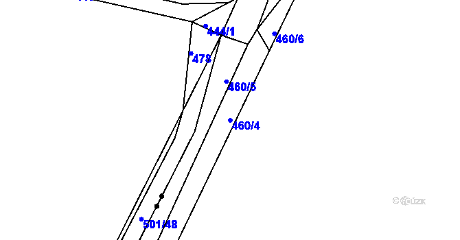Parcela st. 460/4 v KÚ Pročevily, Katastrální mapa