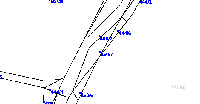 Parcela st. 460/7 v KÚ Pročevily, Katastrální mapa