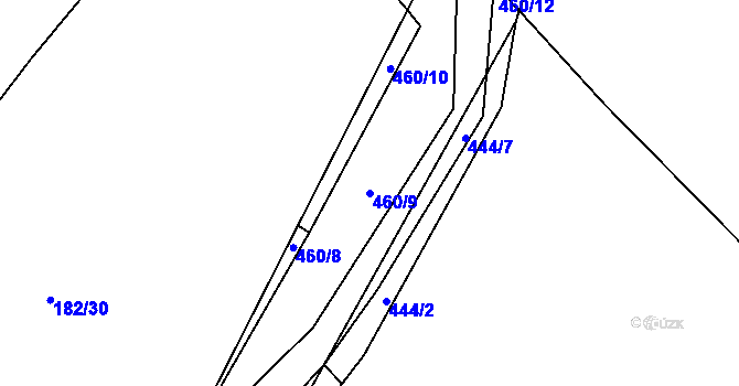 Parcela st. 460/9 v KÚ Pročevily, Katastrální mapa