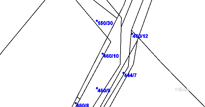 Parcela st. 460/10 v KÚ Pročevily, Katastrální mapa