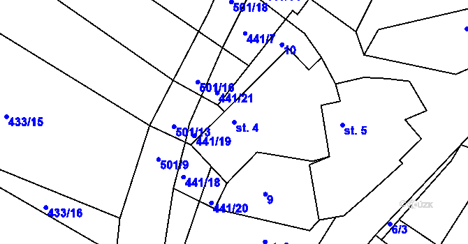 Parcela st. 4 v KÚ Volenice u Březnice, Katastrální mapa