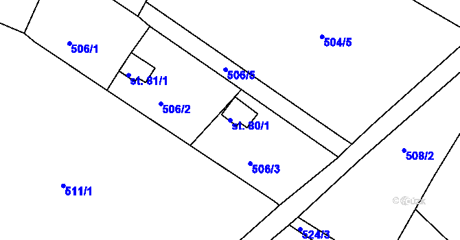Parcela st. 80/1 v KÚ Volenice u Březnice, Katastrální mapa