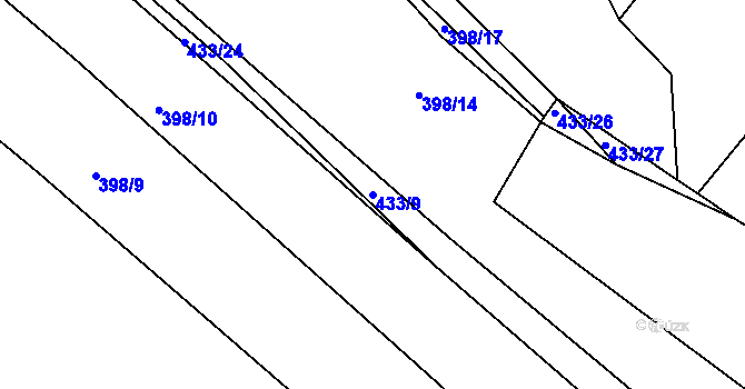 Parcela st. 433/9 v KÚ Volenice u Březnice, Katastrální mapa
