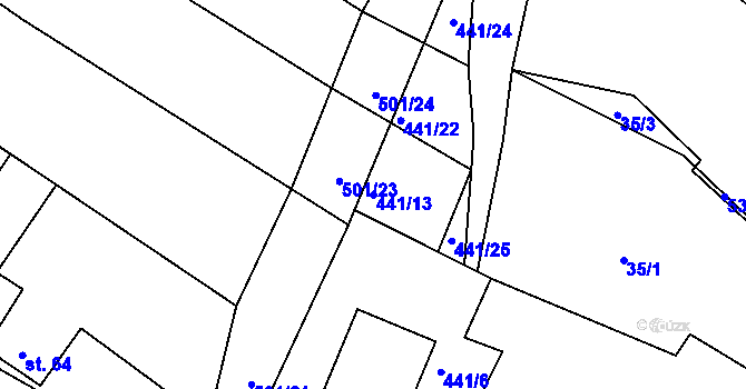 Parcela st. 441/13 v KÚ Volenice u Březnice, Katastrální mapa